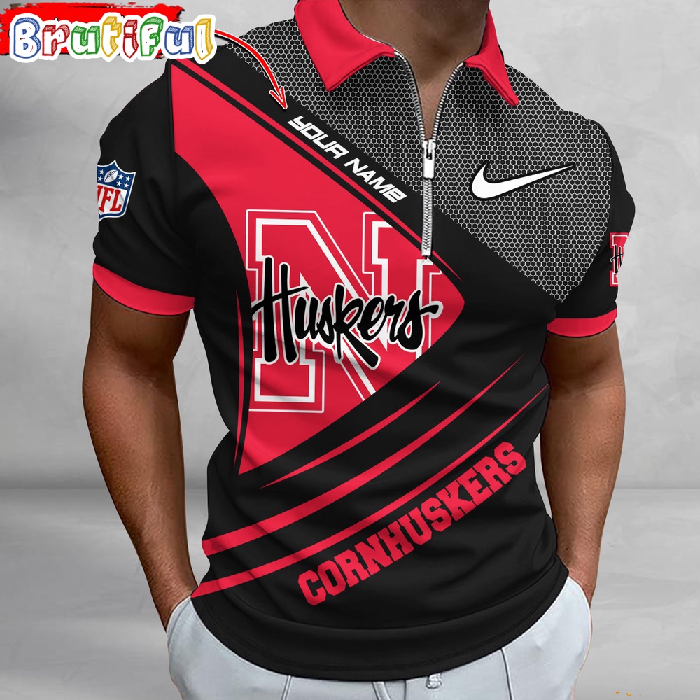 Sportswearmerch Nebraska Cornhuskers NCAA Personalized Zip Polo Shirt For Fan