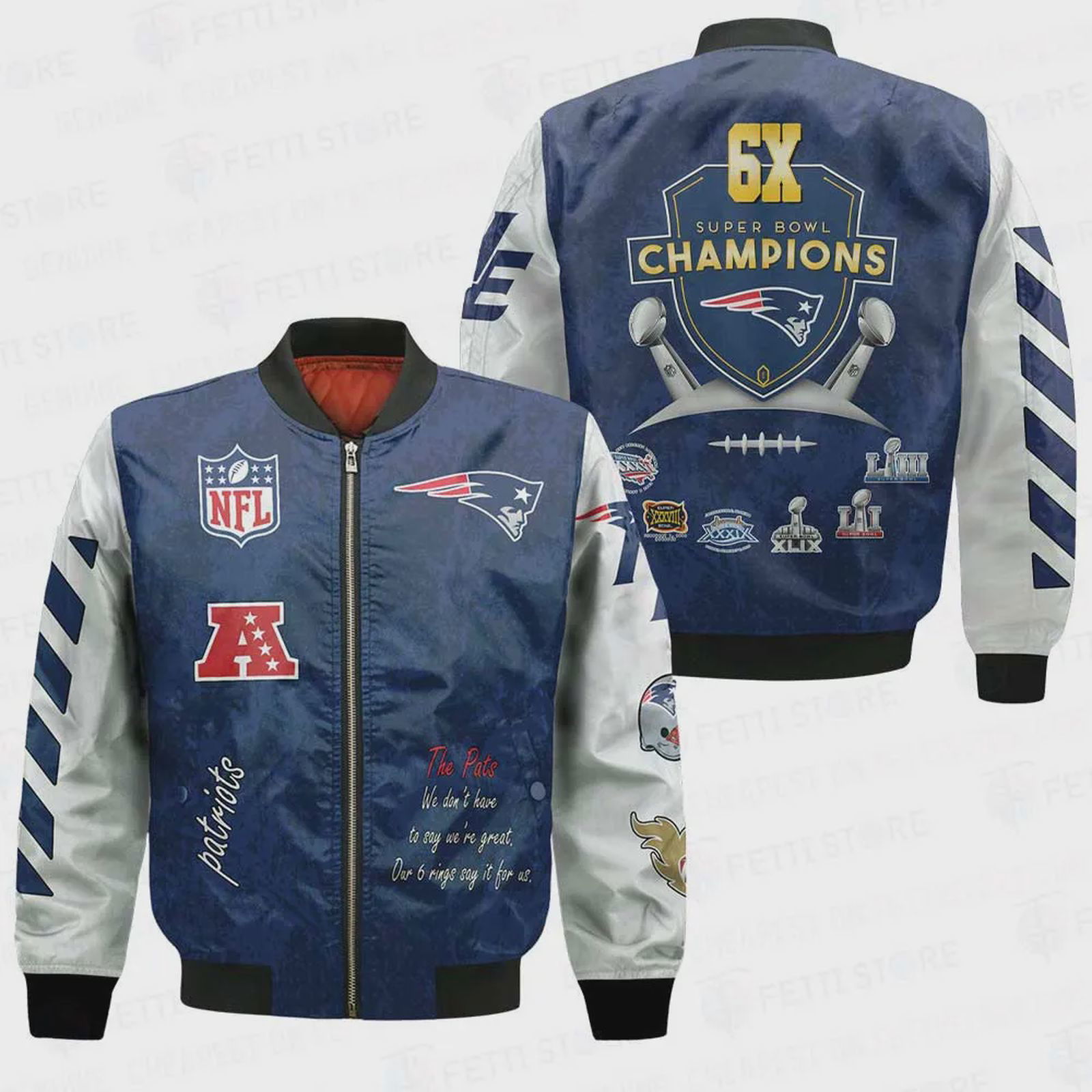 Sportswearmerch New England Patriots NFL 6X Champions Bomber Jacket For Fan