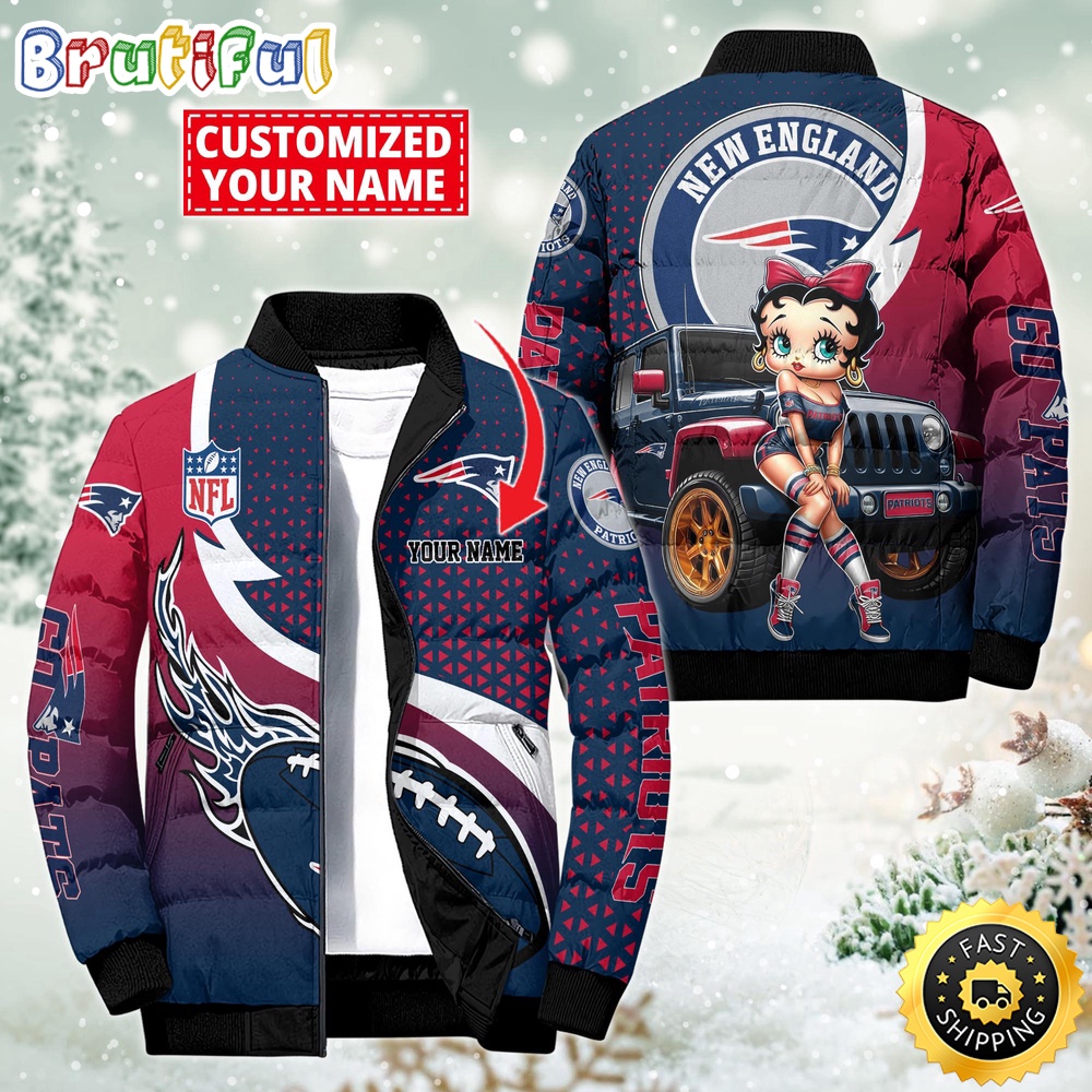 Sportswearmerch New England Patriots NFL Betty Boop Puffer Jacket For Fan