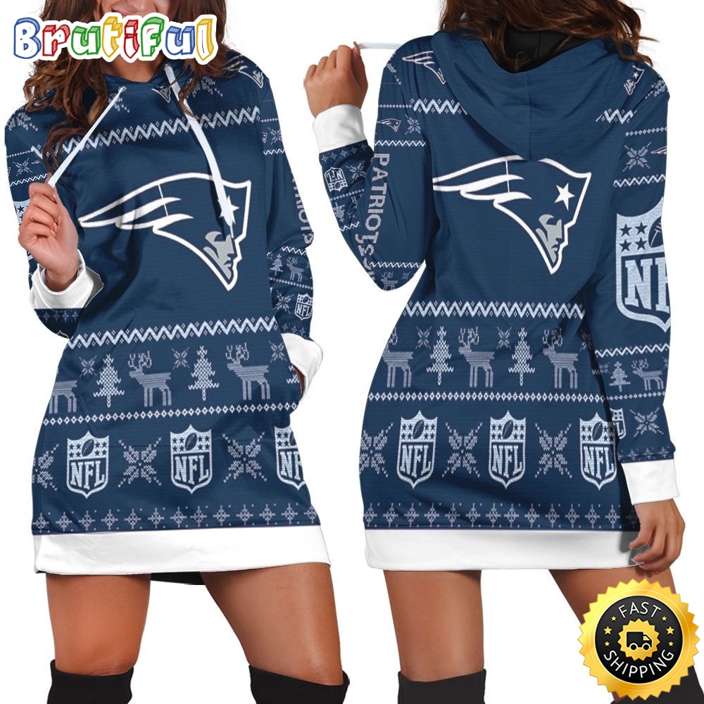 Sportswearmerch New England Patriots NFL Christmas Hoodie Dress For Fan