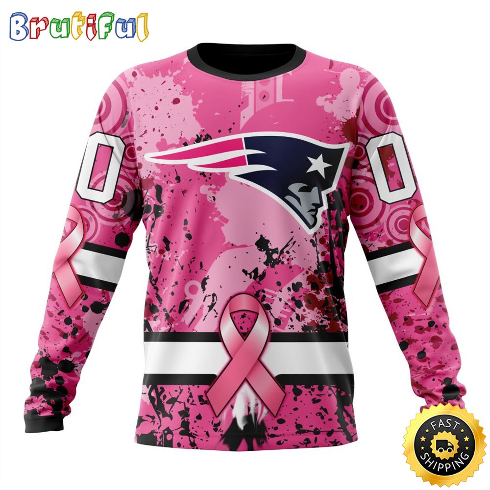 Sportswearmerch New England Patriots NFL Crewneck Breast Cancer Personalized Sweater For Fan