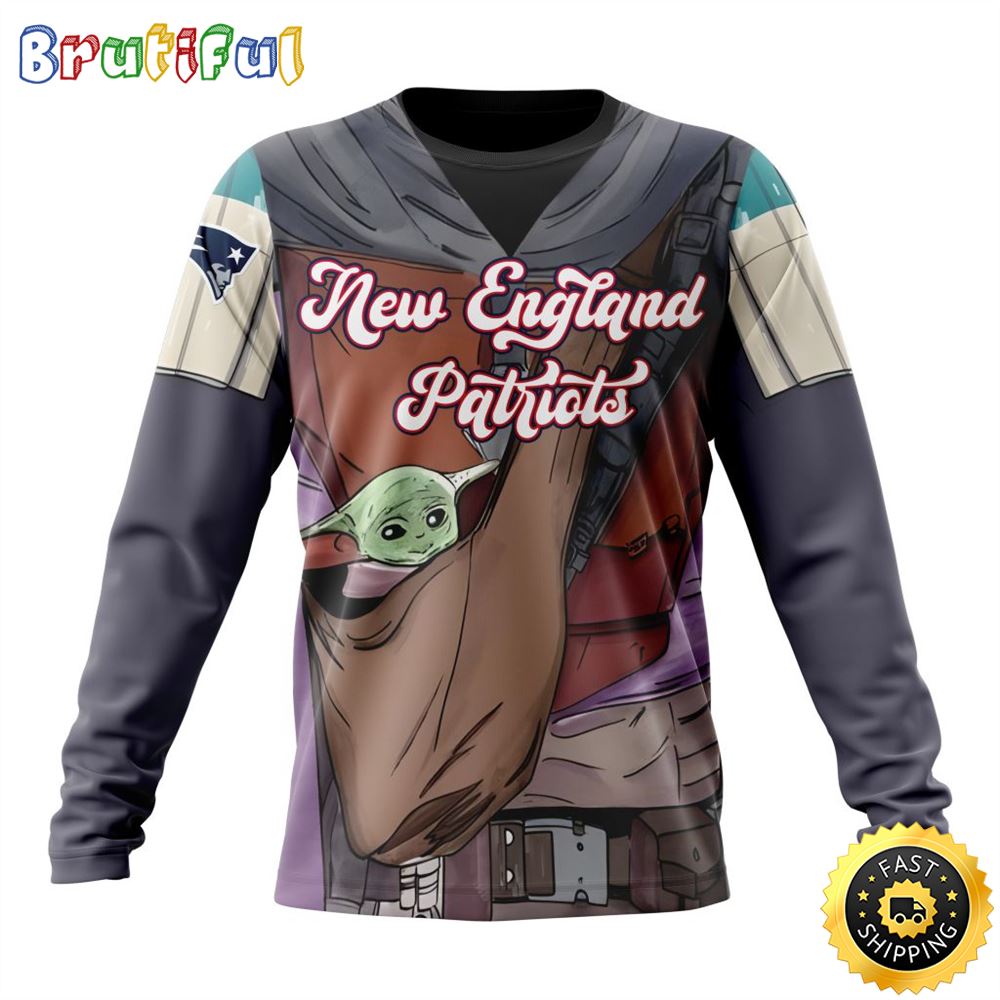 Sportswearmerch New England Patriots NFL Crewneck Mandalorian And Baby Yoda Personalized Sweater For Fan