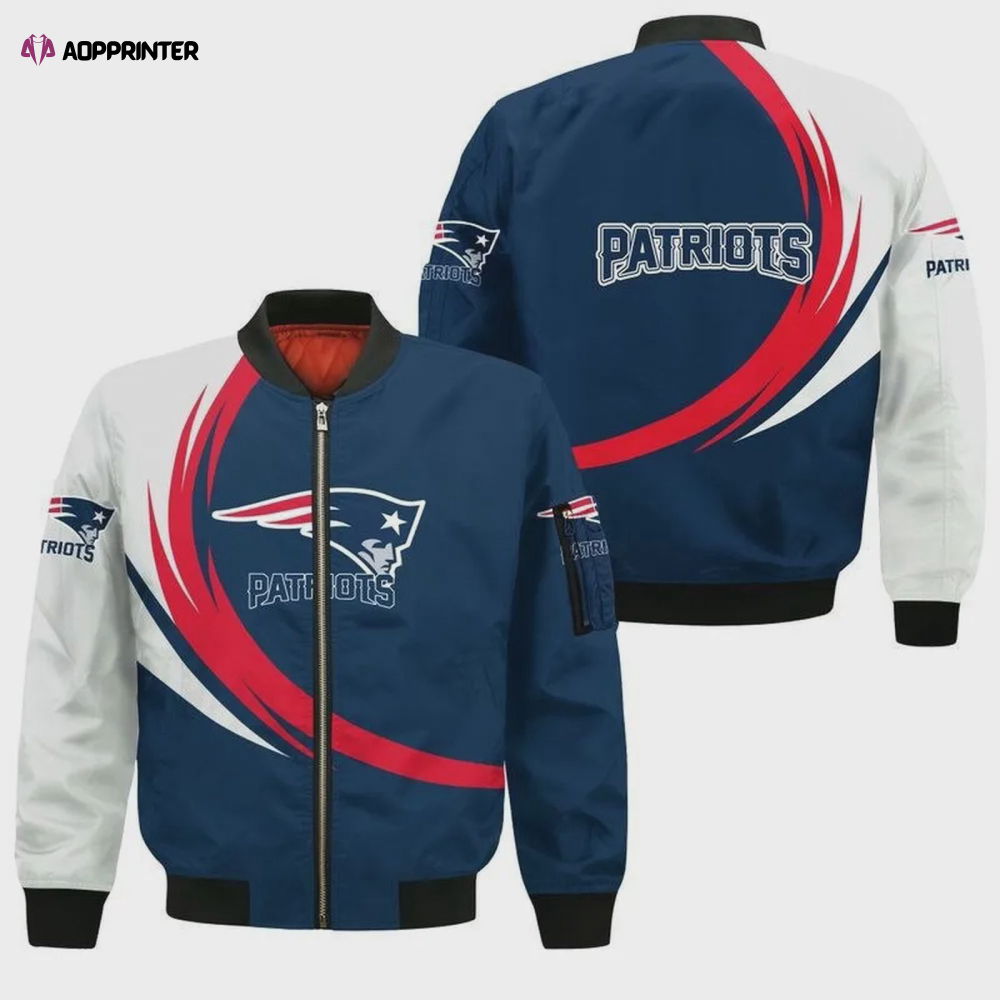 Sportswearmerch New England Patriots NFL Curve Pattern Bomber Jacket For Fan