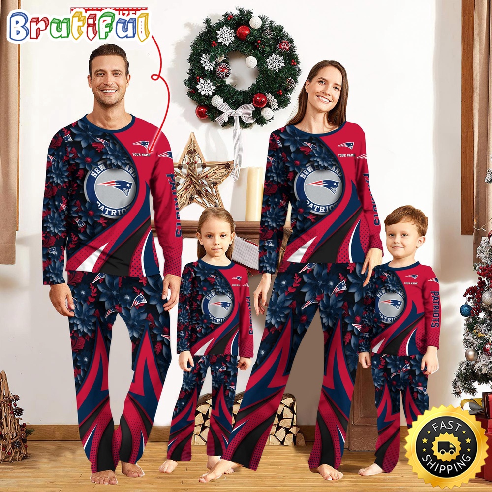 Sportswearmerch New England Patriots NFL Flower Personalized Pajamas Family For Fan
