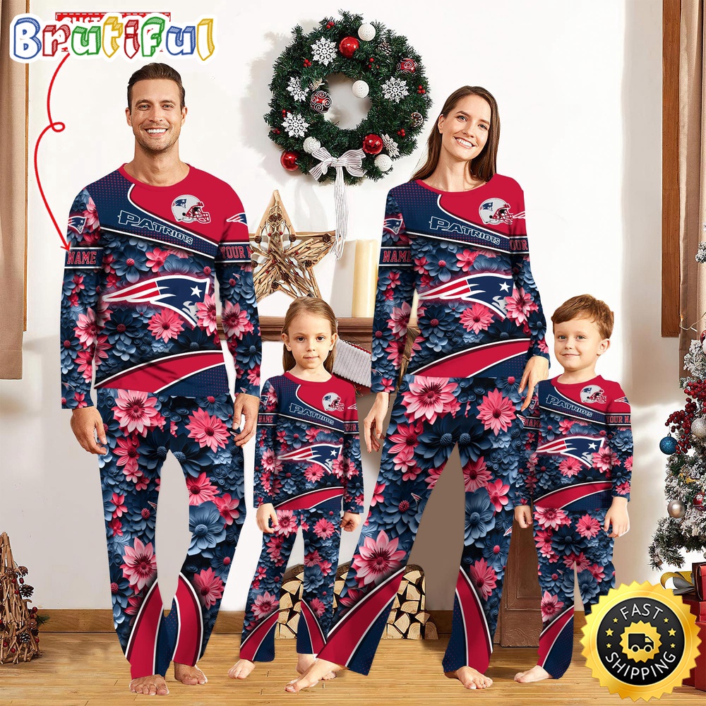 Sportswearmerch New England Patriots NFL Flower Sports Personalized Pajamas Family For Fan