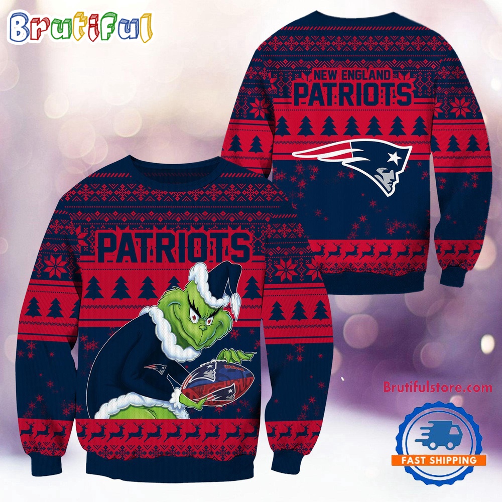 Sportswearmerch New England Patriots NFL Football Grinch Christmas Sweater For Fan