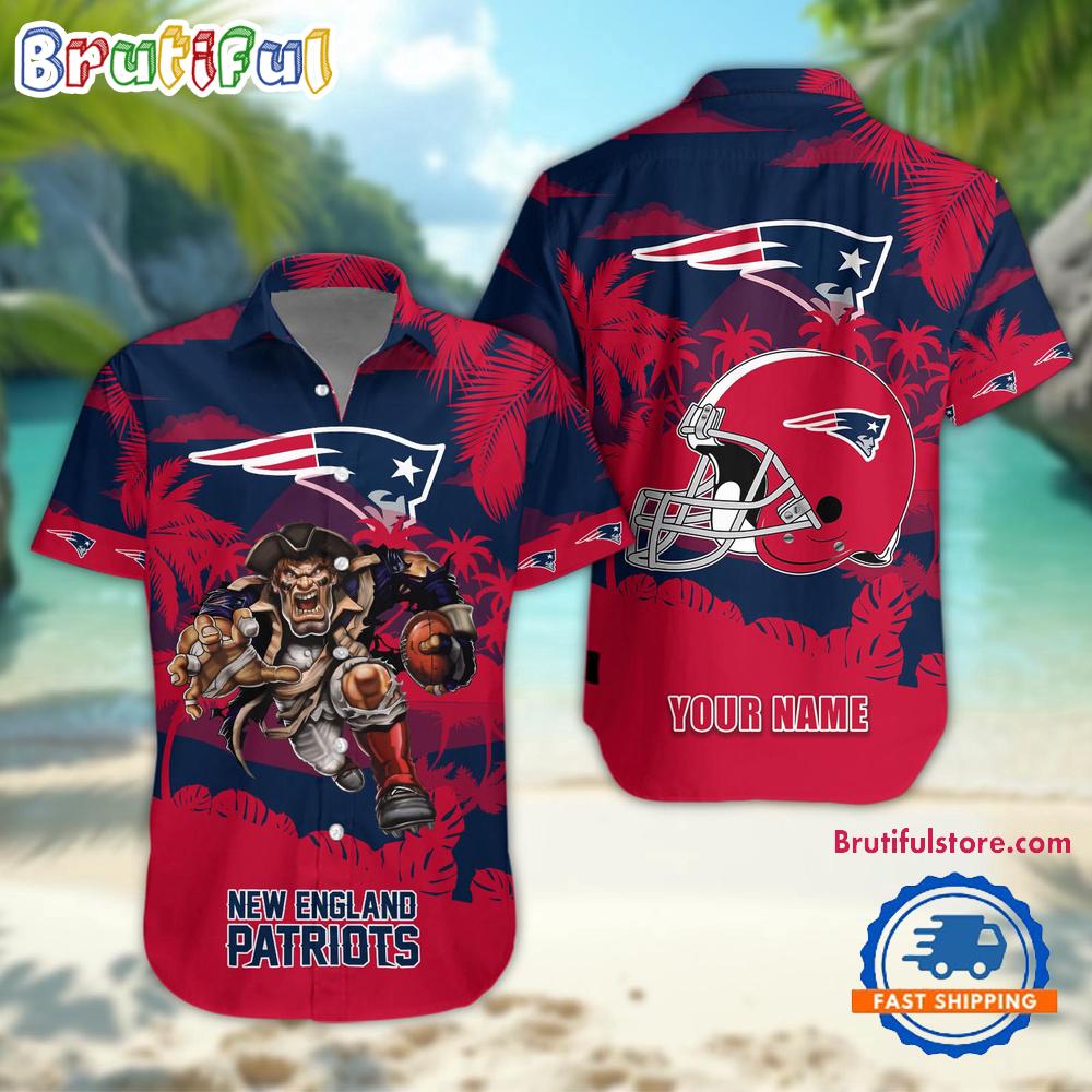 Sportswearmerch New England Patriots NFL Football Mascot Summer Personalized Hawaiian Shirt For Fan