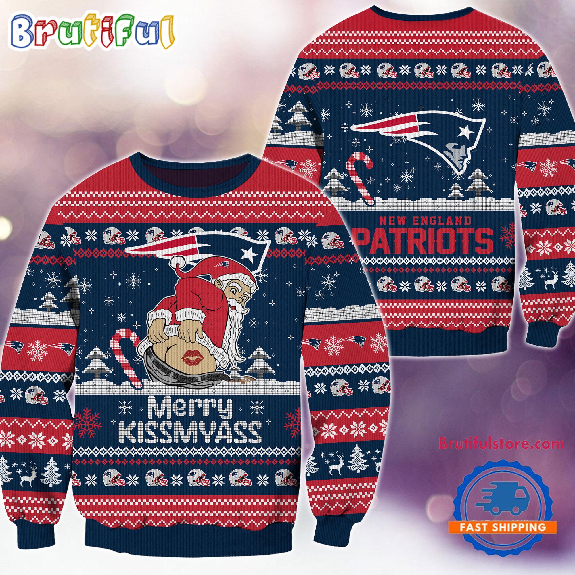 Sportswearmerch New England Patriots NFL Funny Santa Claus Christmas Sweater For Fan
