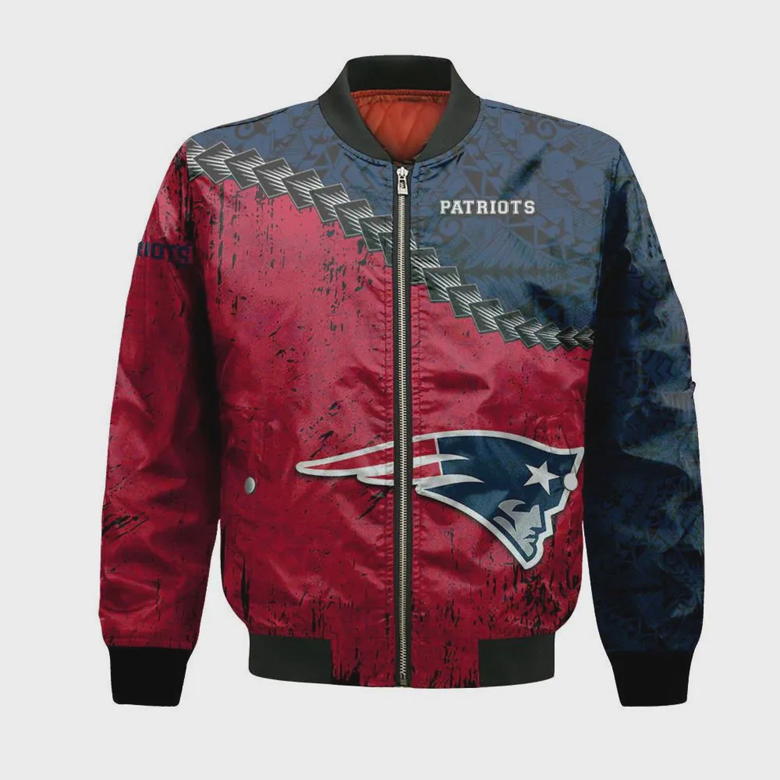Sportswearmerch New England Patriots NFL Grunge Polynesian Tattoo Bomber Jacket For Fan
