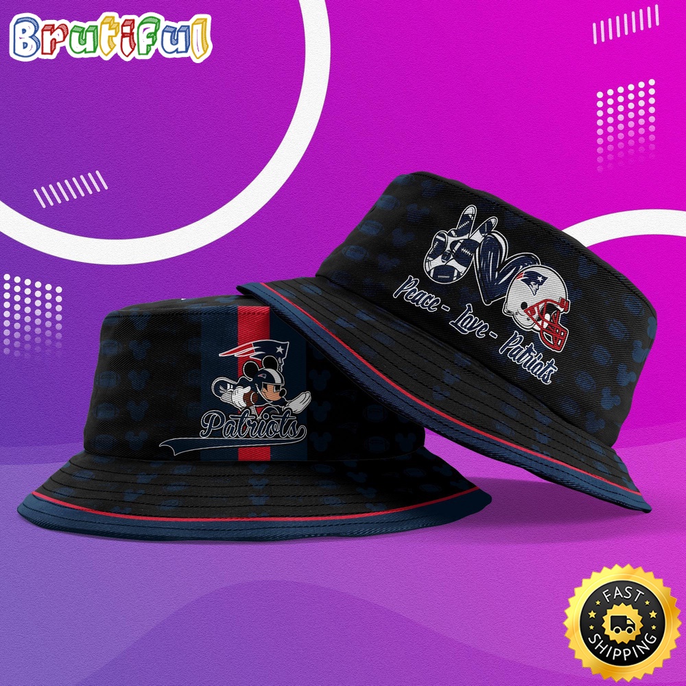 Sportswearmerch New England Patriots NFL Mickey Mouse Personalized Bucket Hat For Fan