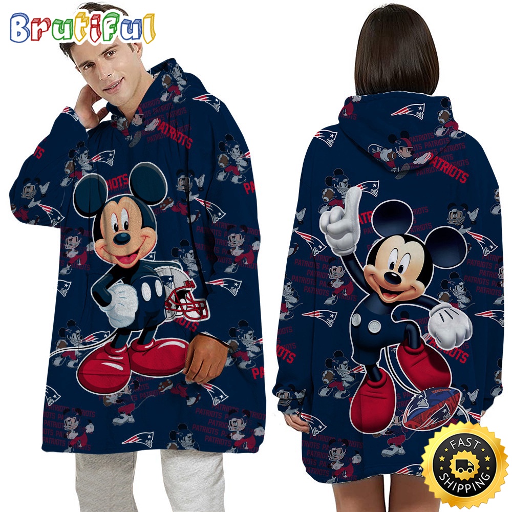 Sportswearmerch New England Patriots NFL Mouse Lover Personalized Blaket Hoodie For Fan