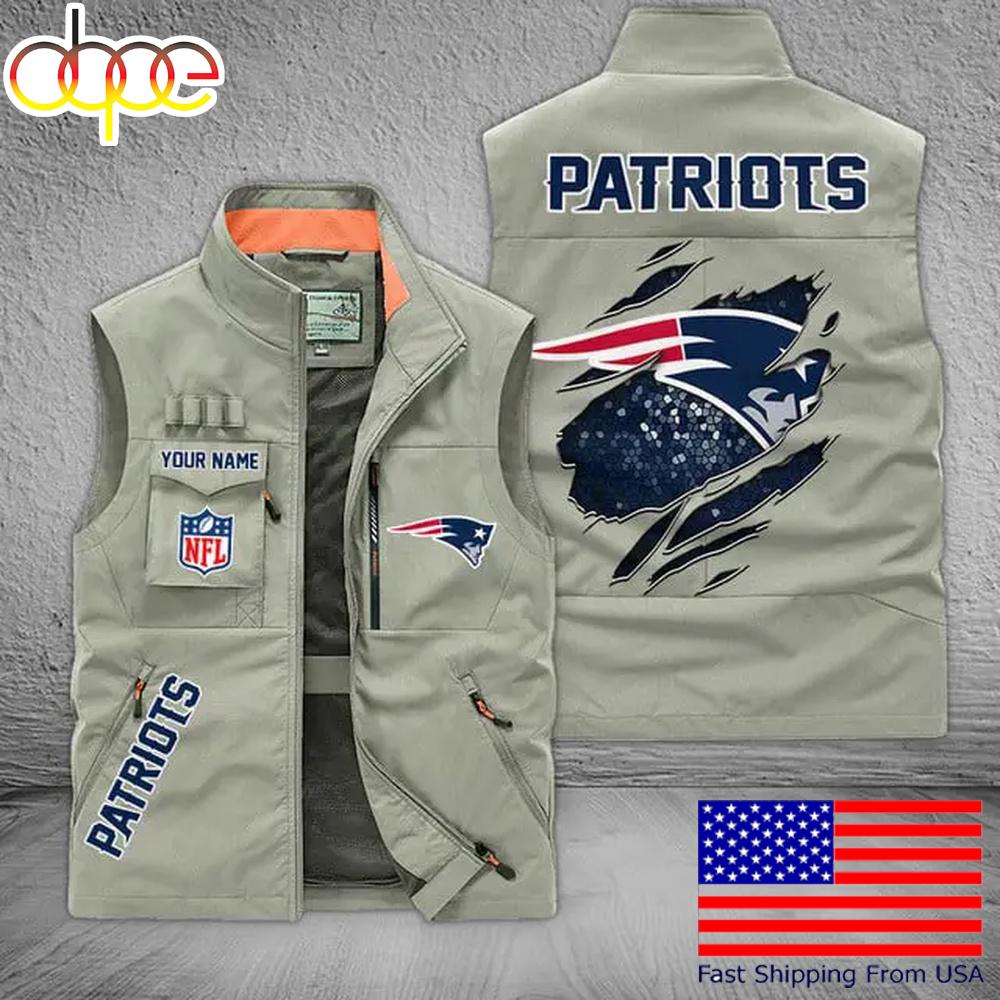 Sportswearmerch New England Patriots NFL On Back Personalized Pocket Vest For Fan