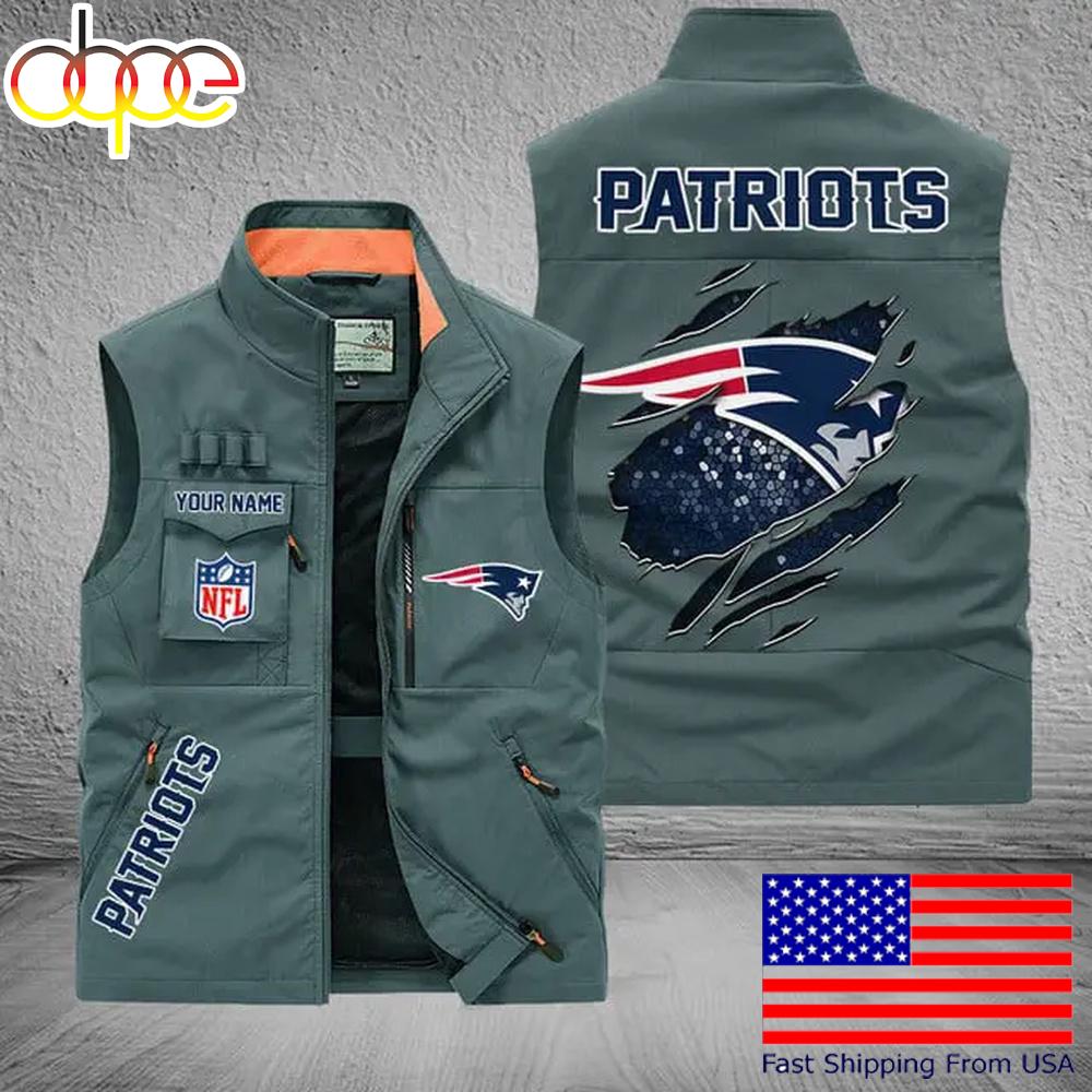 Sportswearmerch New England Patriots NFL On Back Personalized Pocket Vest For Fan