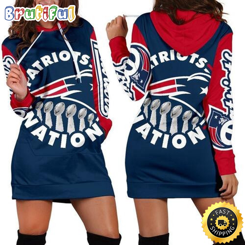 Sportswearmerch New England Patriots NFL Patriots Nation Hoodie Dress For Fan