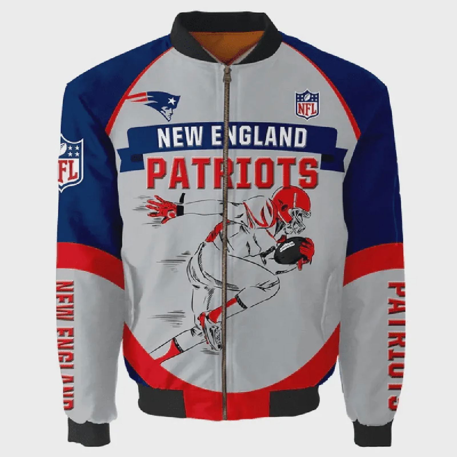 Sportswearmerch New England Patriots NFL Pattern Bomber Jacket For Fan