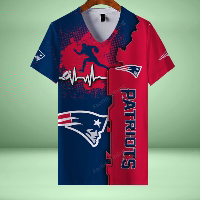 Sportswearmerch New England Patriots NFL Personalized V-neck Women T-shirt For Fan