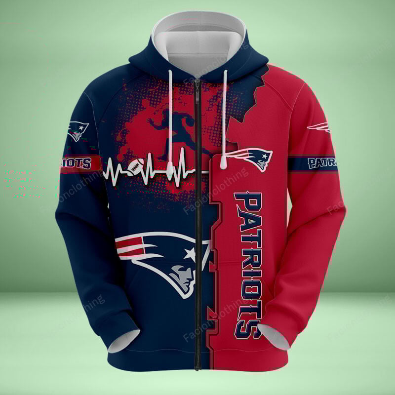 Sportswearmerch New England Patriots NFL Personalized Zip Hoodie For Fan