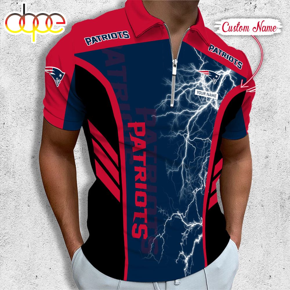 Sportswearmerch New England Patriots NFL Personalized Zip Polo Shirt For Fan