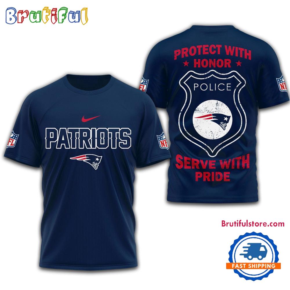 Sportswearmerch New England Patriots NFL Protech With Honor Police Serve T-Shirt For Fan