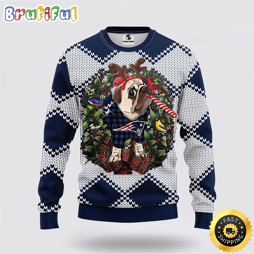 Sportswearmerch New England Patriots NFL Pub Dog Ugly Christmas Sweater For Fan