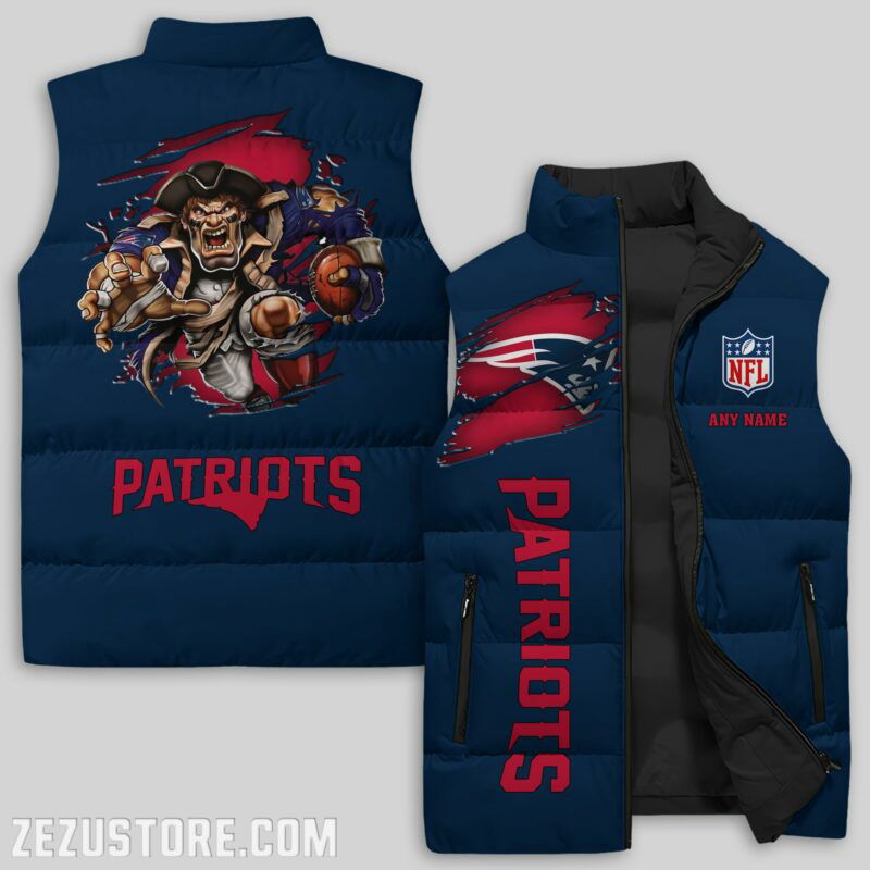 Sportswearmerch New England Patriots NFL Sleeveless Puffer Jacket For Fans