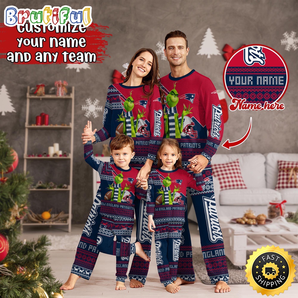 Sportswearmerch New England Patriots NFL Sports Personalized Pajamas Family For Fan