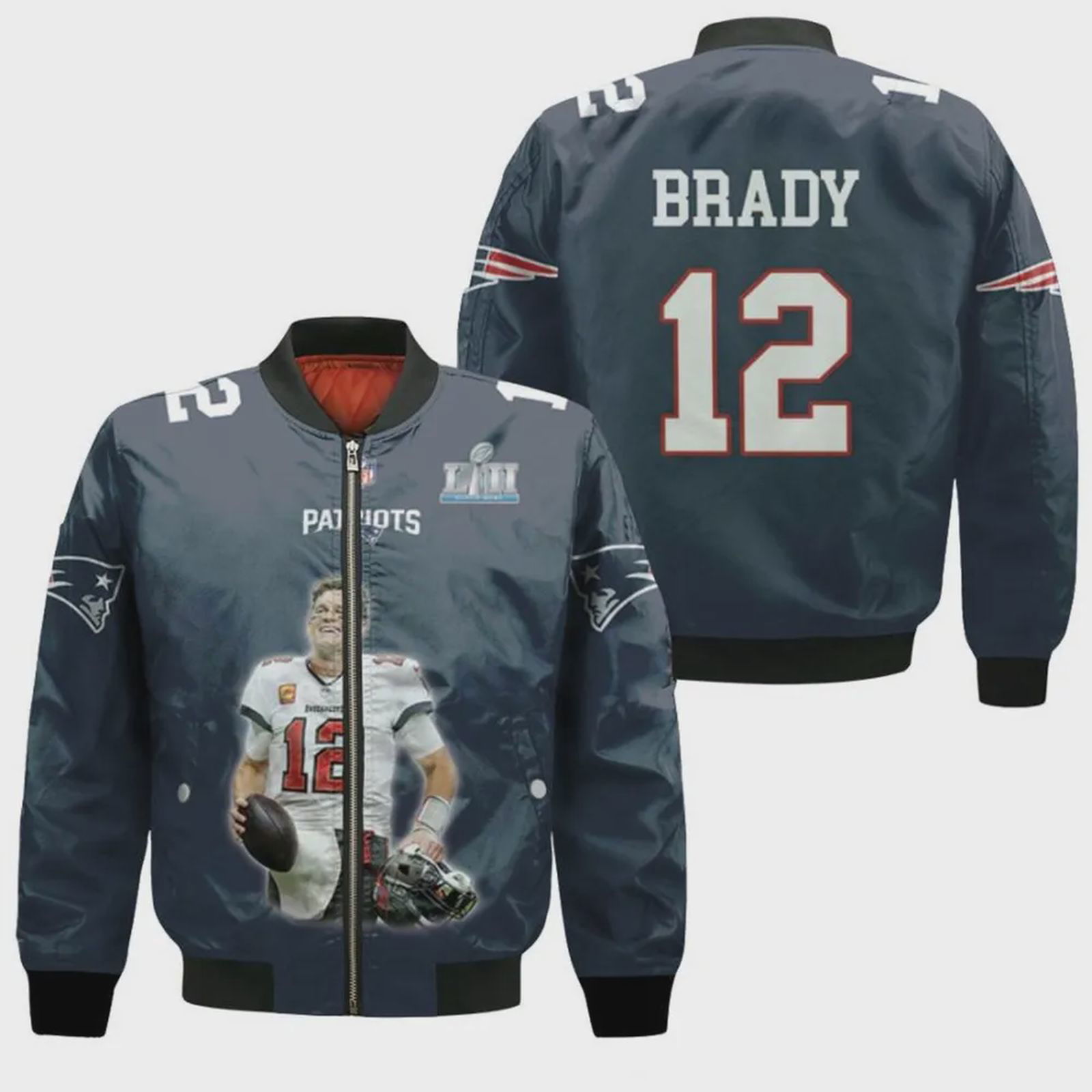 Sportswearmerch New England Patriots NFL Tom Brady Pattern Bomber Jacket For Fan