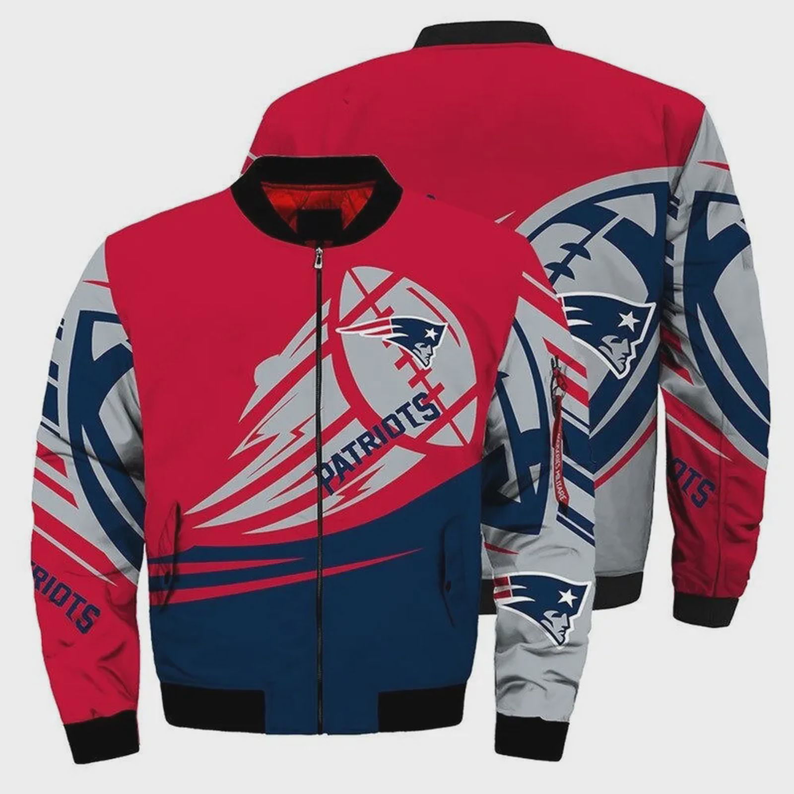 Sportswearmerch New England Patriots NFL Ultra- Ball Pattern Bomber Jacket For Fan