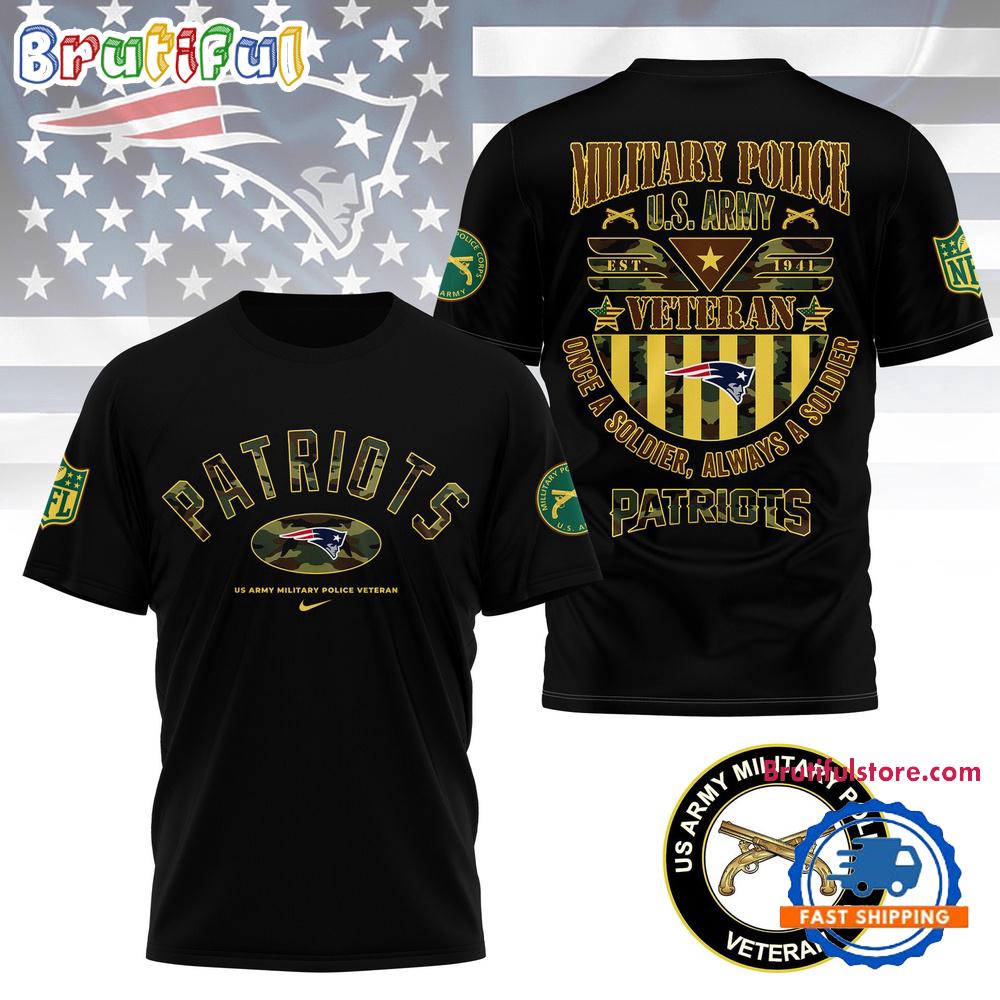 Sportswearmerch New England Patriots NFL US Army Military Police Veteran T-Shirt For Fan
