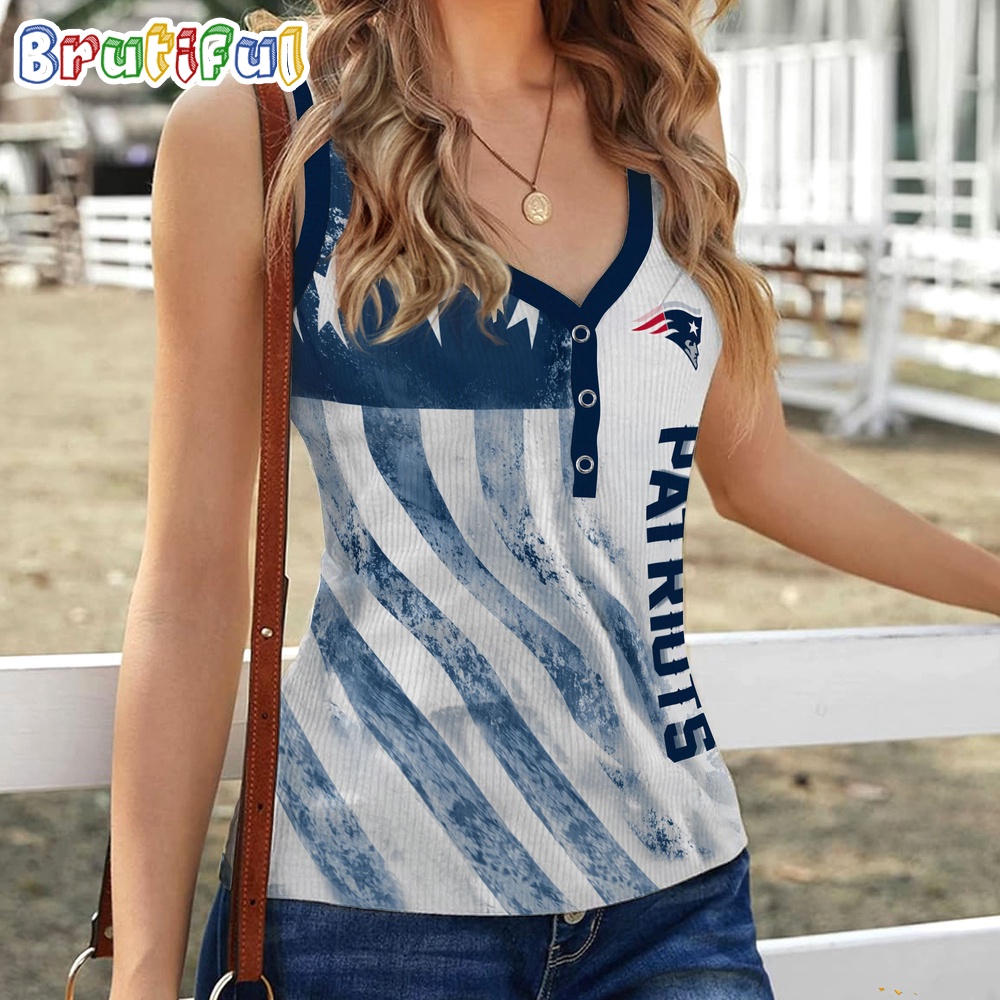 Sportswearmerch New England Patriots NFL Women's V-Neck Ribbed Tank Top For Fan