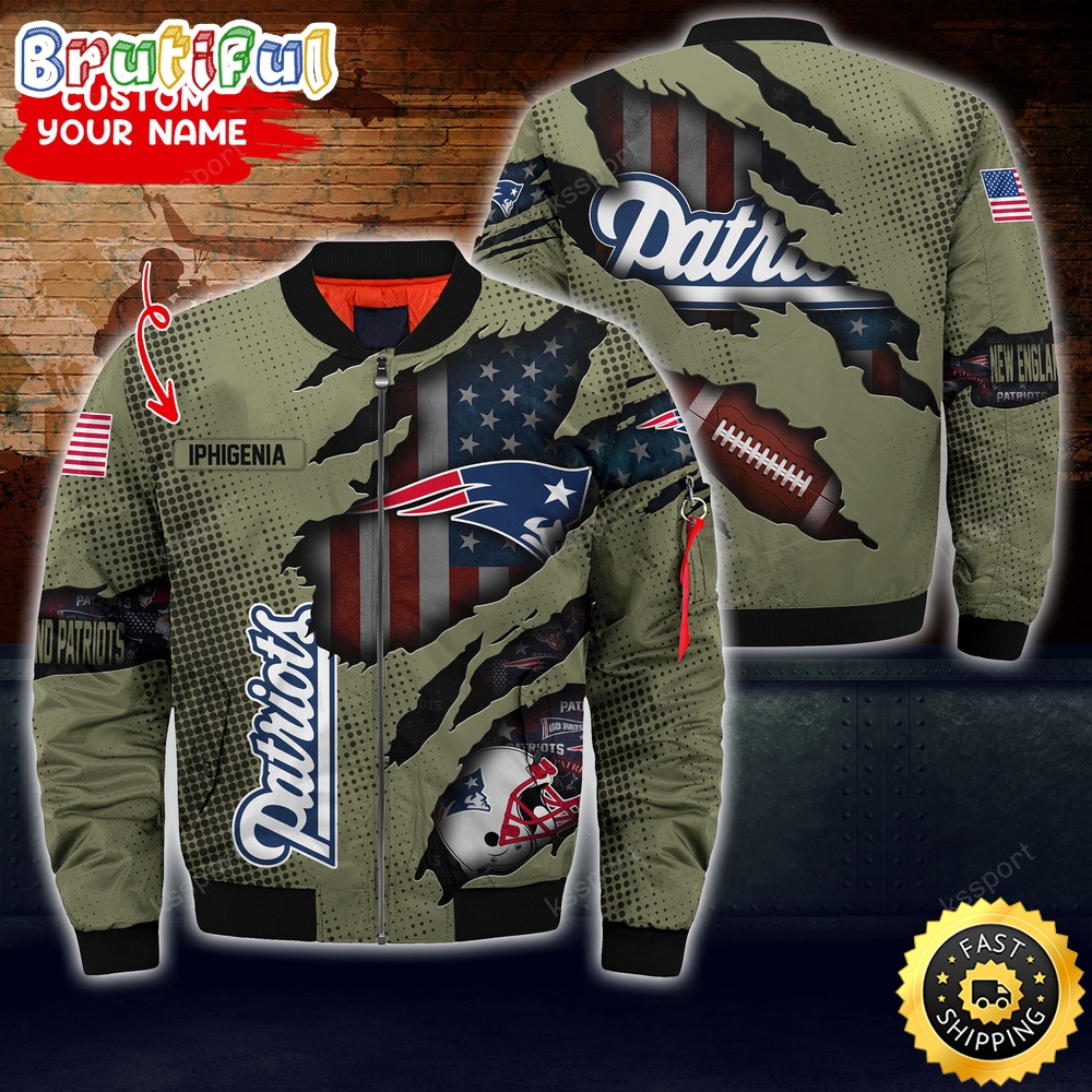 Sportswearmerch New England Patriots NFL x Iconic Bomber Look Personalized Bomber Jacket For Fan
