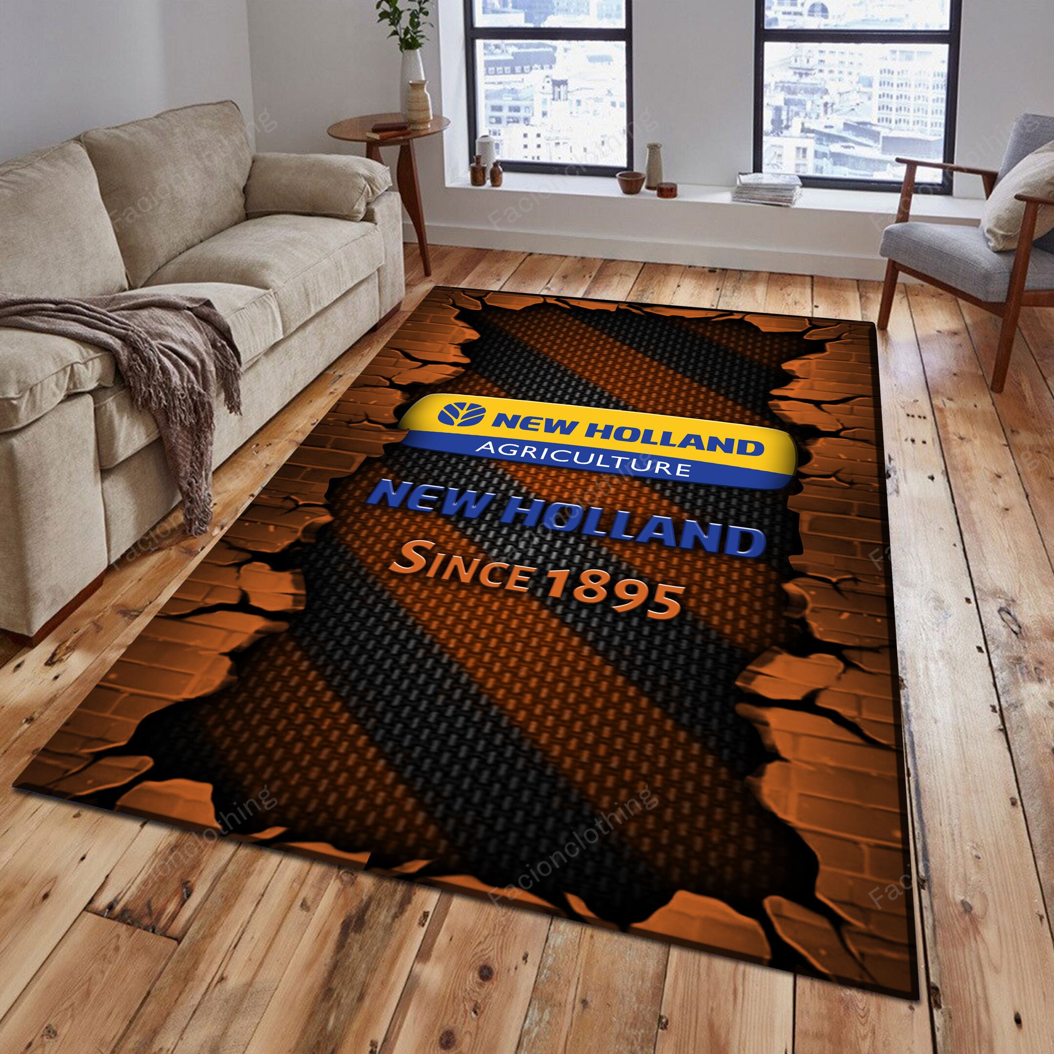 Sportswearmerch New Holland Tractor Personalized Rug For Fan
