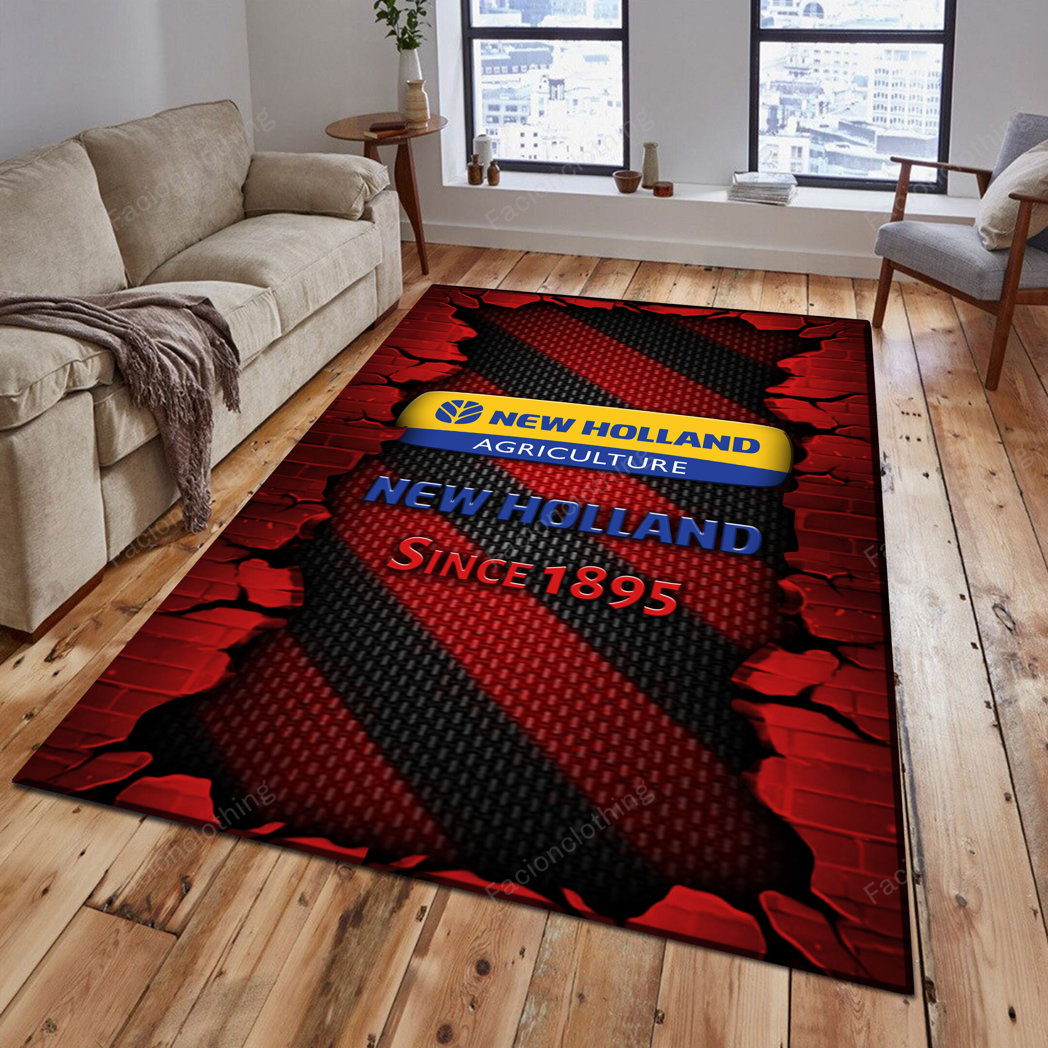 Sportswearmerch New Holland Tractor Personalized Rug For Fan