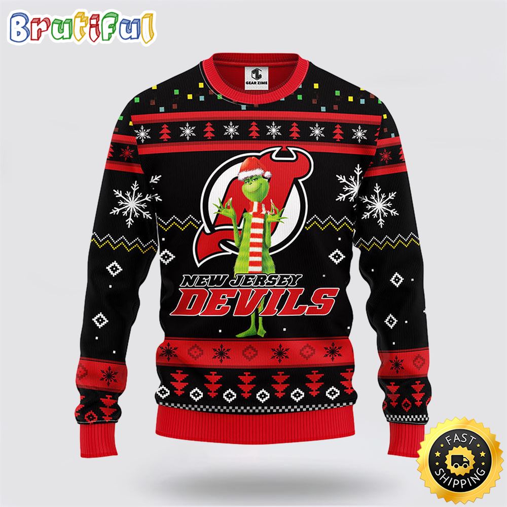 Sportswearmerch New Jersey Devils NHL Funny Grinch Ugly Christmas Sweater For Fan