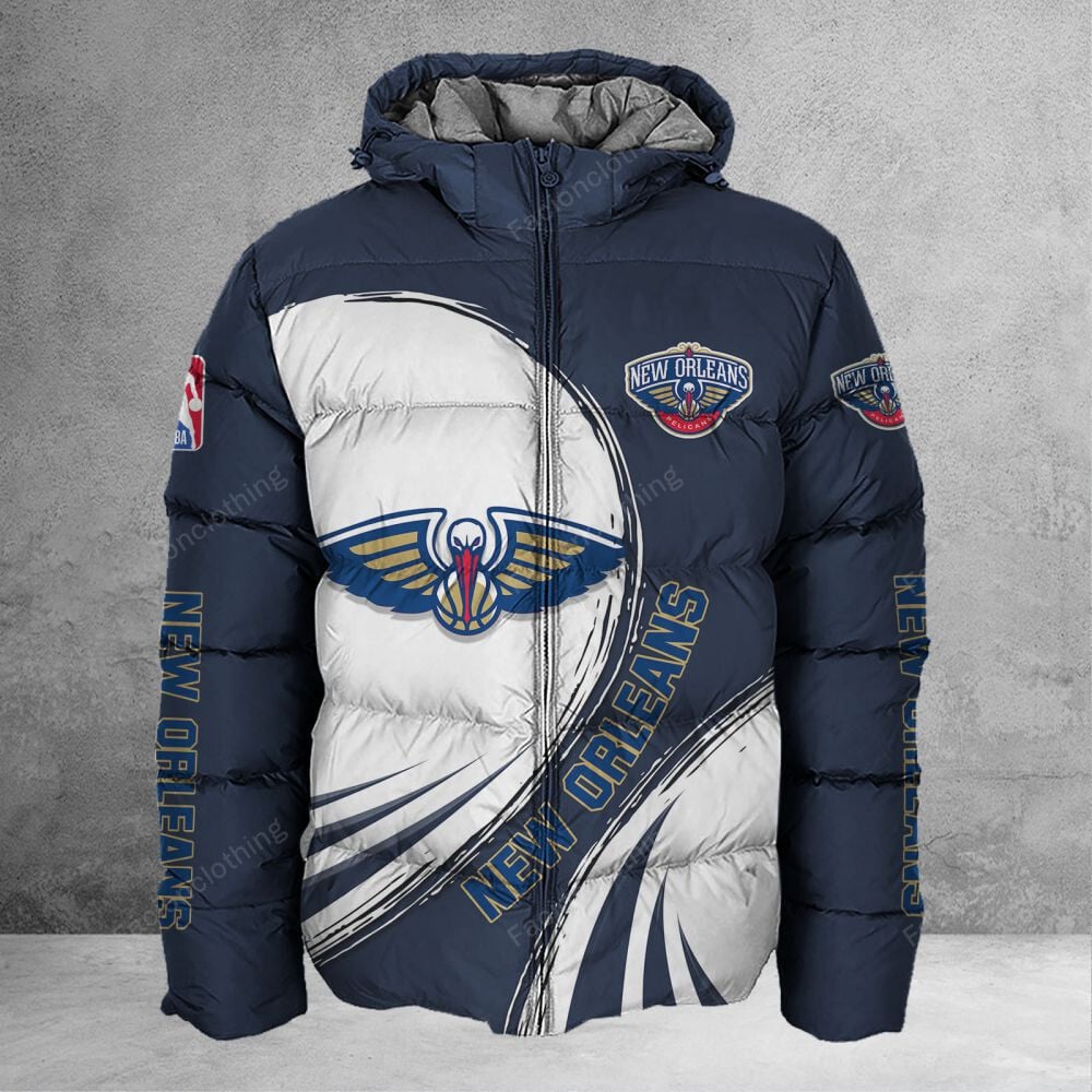 Sportswearmerch New Orleans Pelicans NBA Personalized Puffer Jacket For Fan
