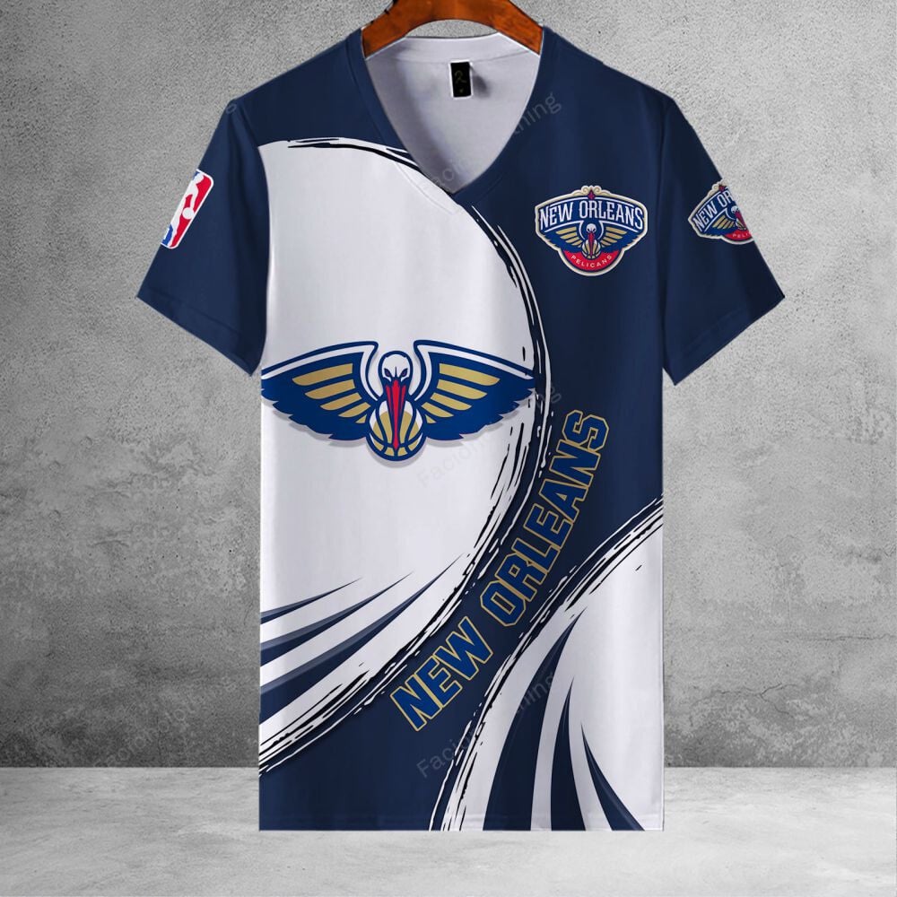 Sportswearmerch New Orleans Pelicans NBA Personalized V-neck Women T-shirt For Fan