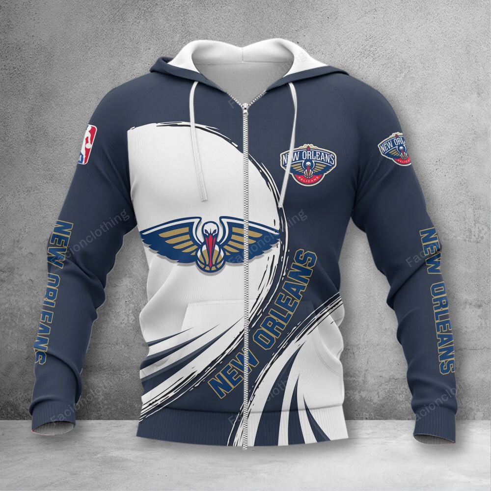 Sportswearmerch New Orleans Pelicans NBA Personalized Zip Hoodie For Fan
