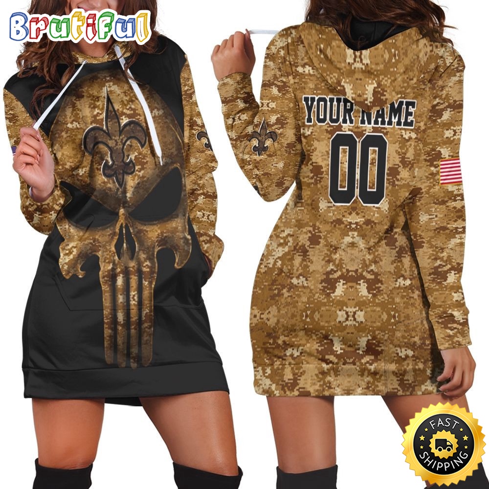 Sportswearmerch New Orleans Saints NFL American Flag Hoodie Dress For Fan