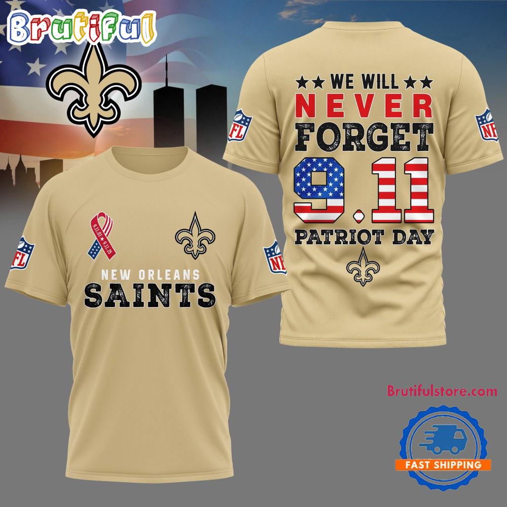 Sportswearmerch New Orleans Saints NFL And We Will Never Forget 9 11 Patriot Day T-Shirt For Fan