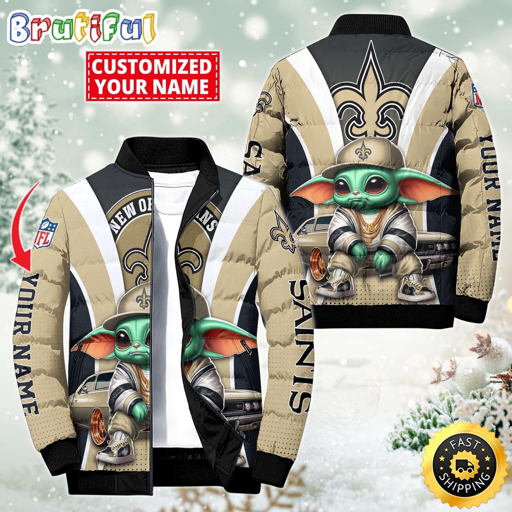 Sportswearmerch New Orleans Saints NFL Baby Yoda Puffer Jacket For Fan