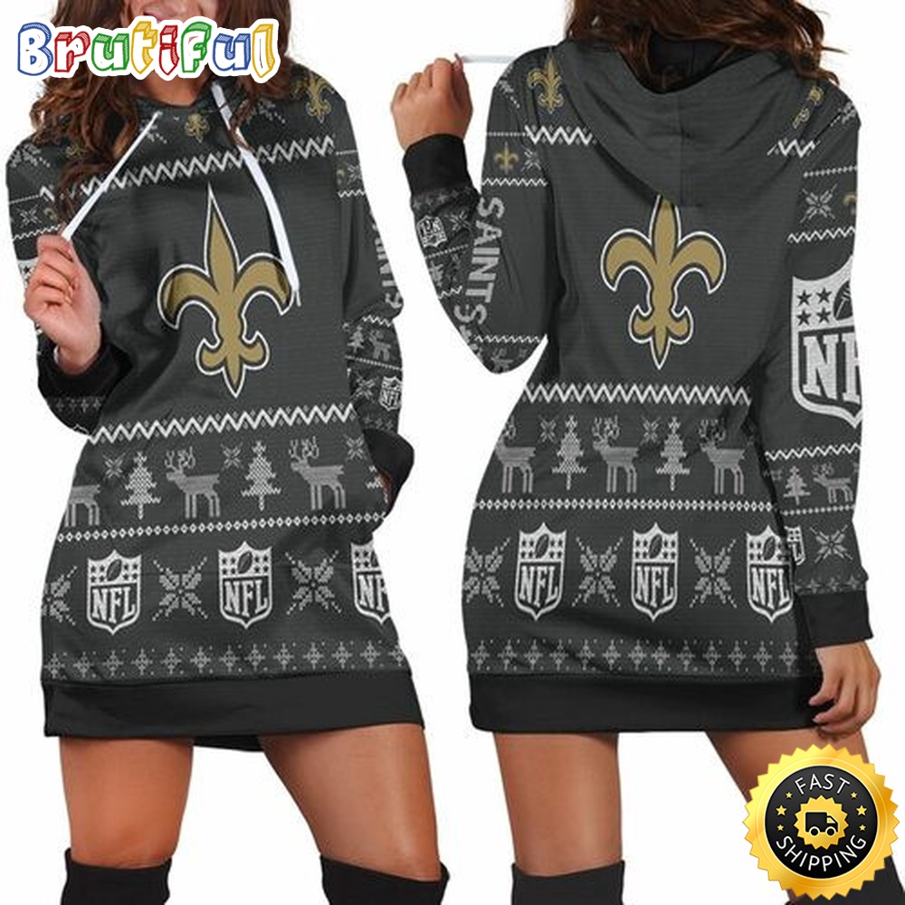 Sportswearmerch New Orleans Saints NFL Christmas Hoodie Dress For Fan