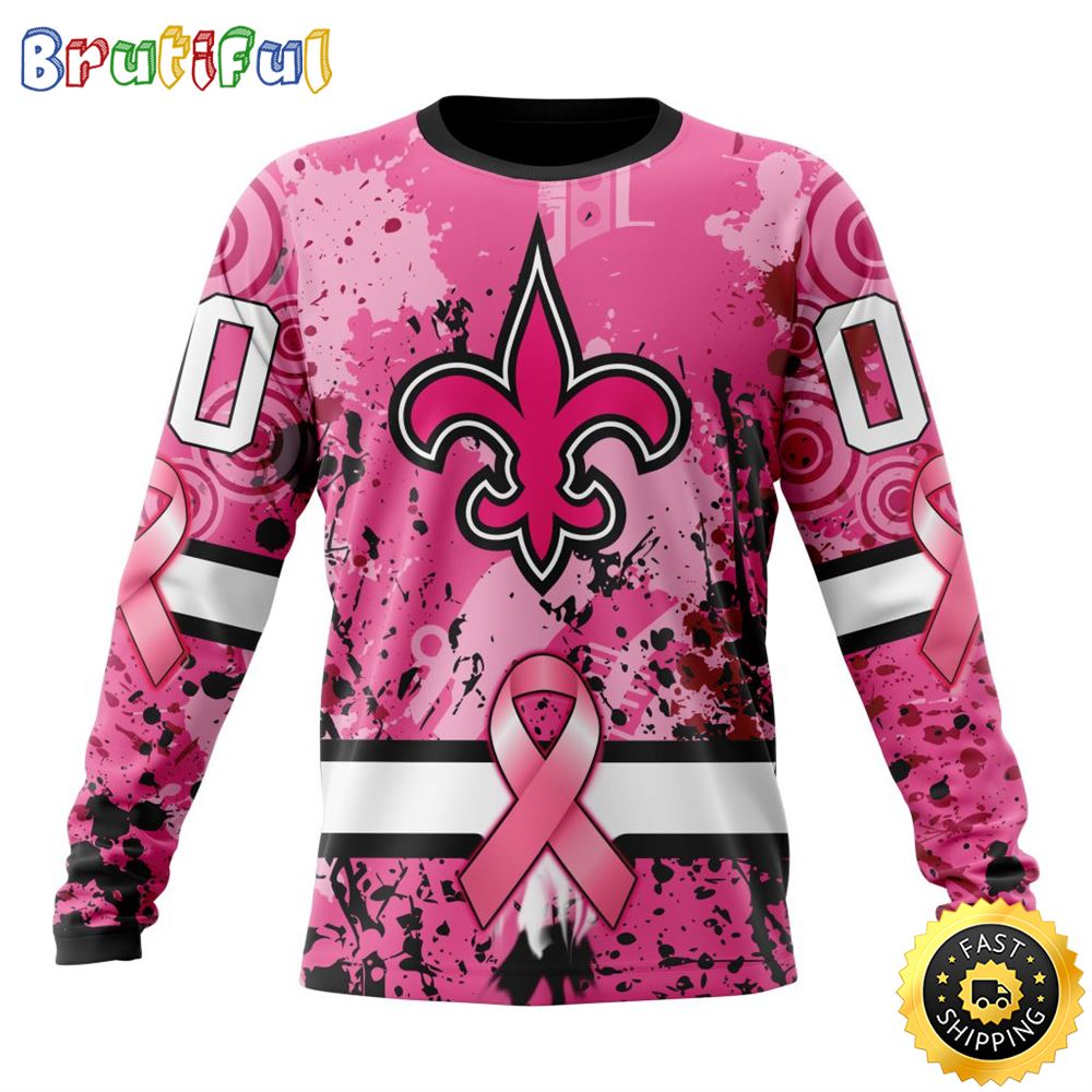 Sportswearmerch New Orleans Saints NFL Crewneck Breast Cancer Personalized Sweater For Fan