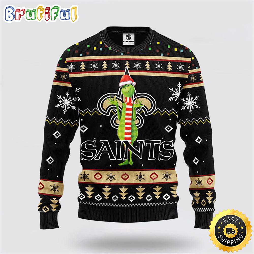 Sportswearmerch New Orleans Saints NFL Funny Grinch Ugly Christmas Sweater For Fan