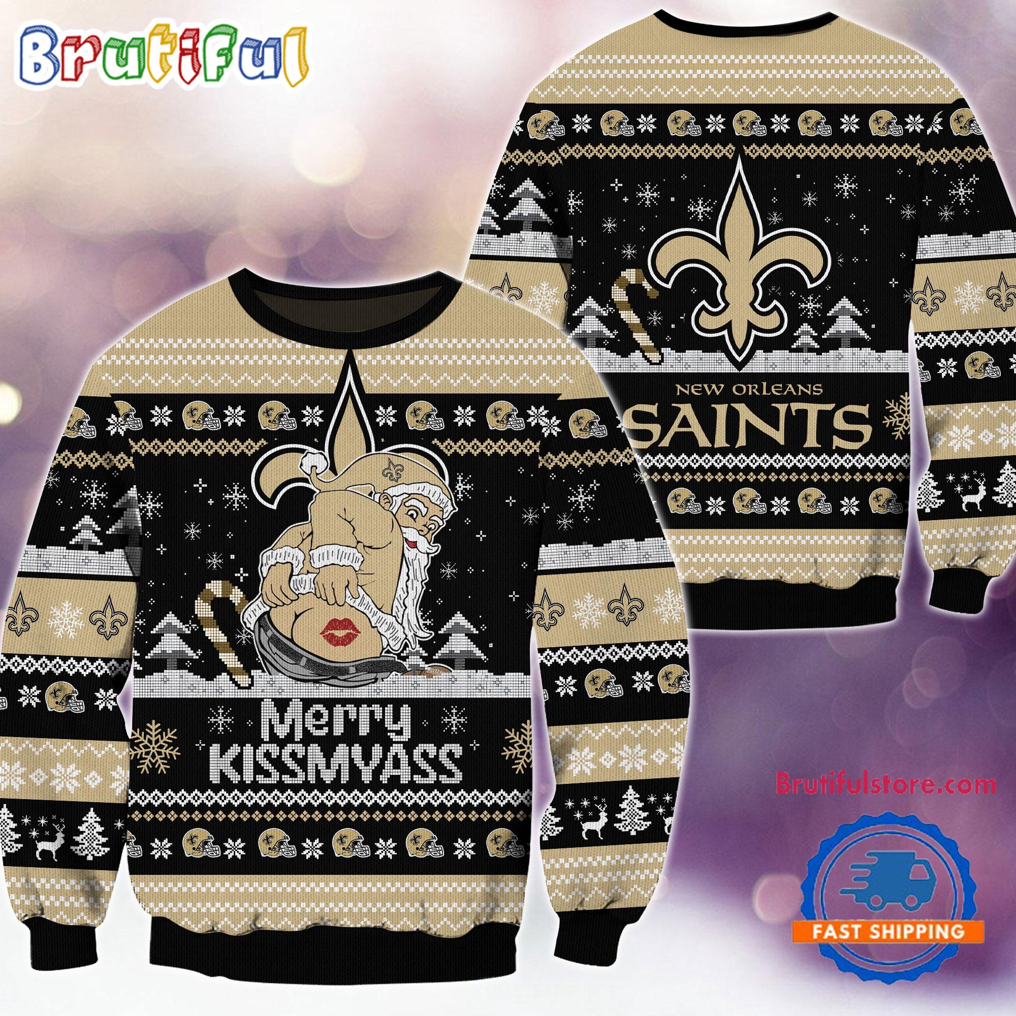 Sportswearmerch New Orleans Saints NFL Funny Santa Claus Christmas Sweater For Fan
