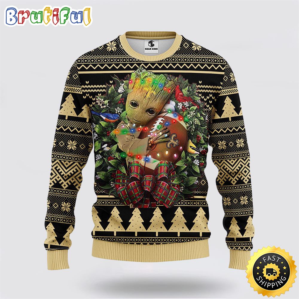 Sportswearmerch New Orleans Saints NFL Groot Christmas Sweater For Fan