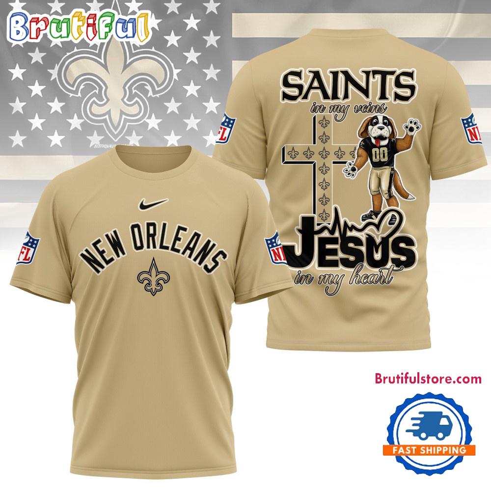 Sportswearmerch New Orleans Saints NFL In My Veins In My Heart T-Shirt For Fan