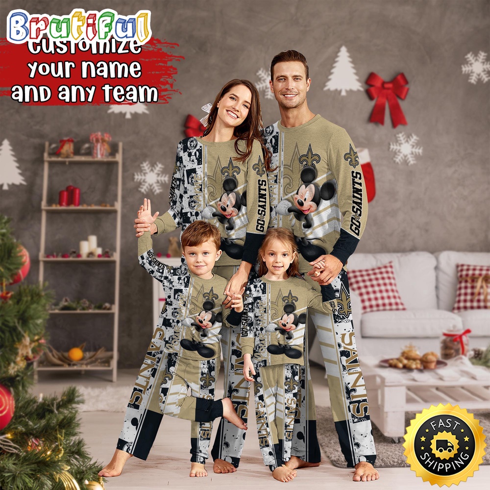 Sportswearmerch New Orleans Saints NFL Mickey Mouse Personalized Pajamas Family For Fan