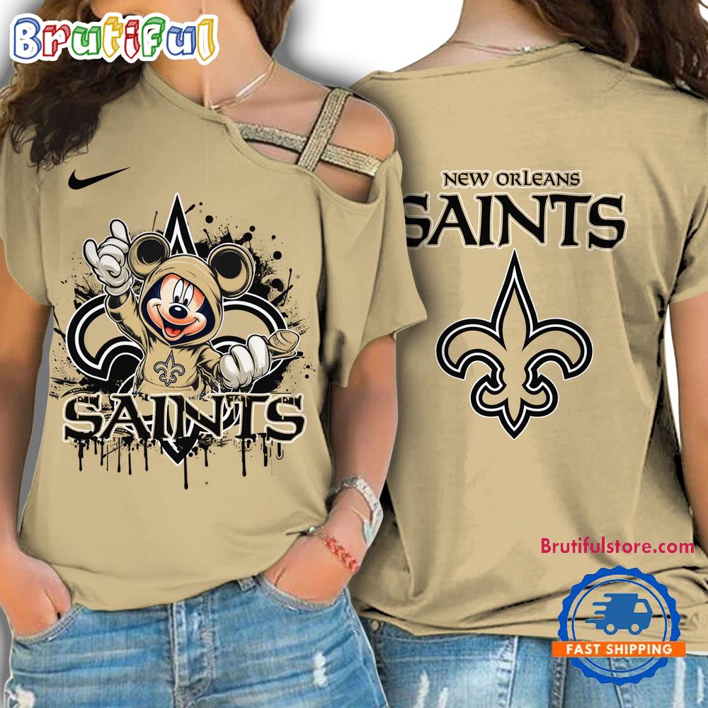 Sportswearmerch New Orleans Saints NFL Mickey Mouse Strapless Sleeve Short For Fan