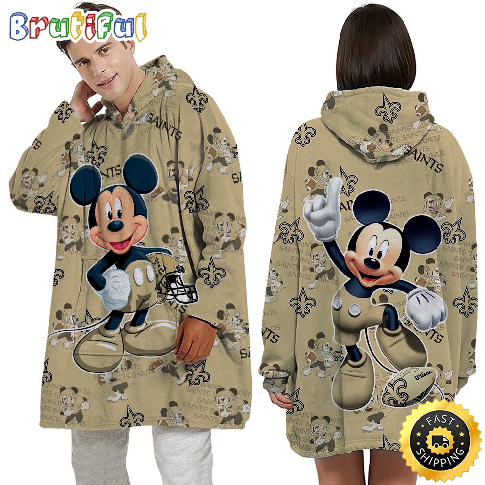 Sportswearmerch New Orleans Saints NFL Mouse Lover Personalized Blaket Hoodie For Fan