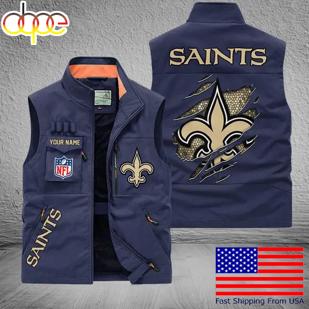 Sportswearmerch New Orleans Saints NFL On Back Personalized Pocket Vest For Fan